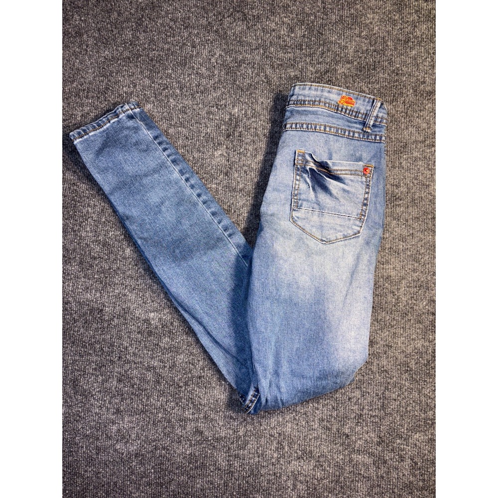 Denim Lovers Skinny Jeans Womens 3 Blue Denim Distressed Stretch 5-Pocket Design